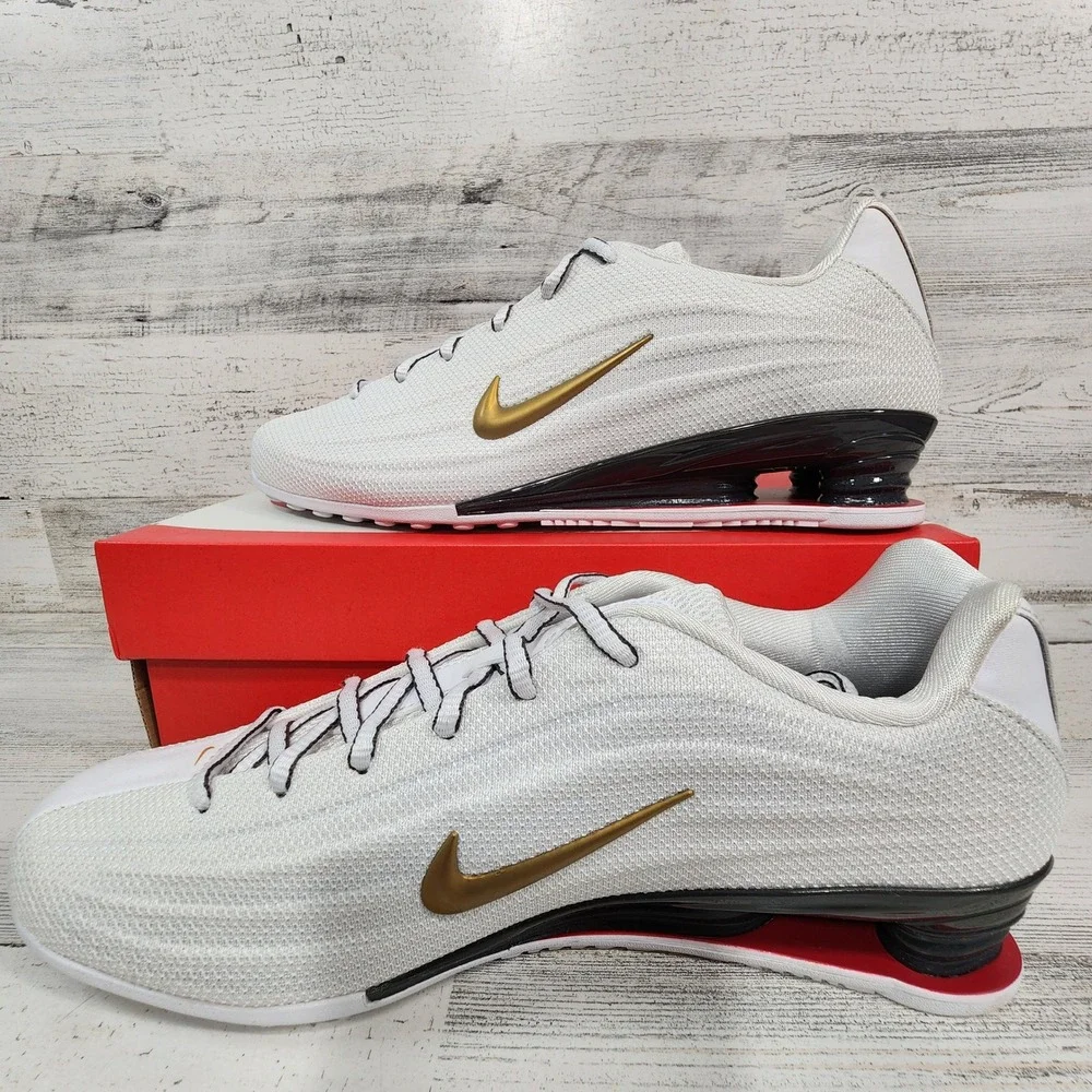 Nike Shox Z Shoes Mens 9 White Gold Running Sneakers HQ7540-100 NWB